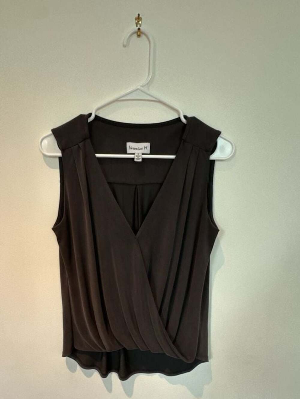 Veronica M Black Sleeveless V-Neck Wrap Front Blouse